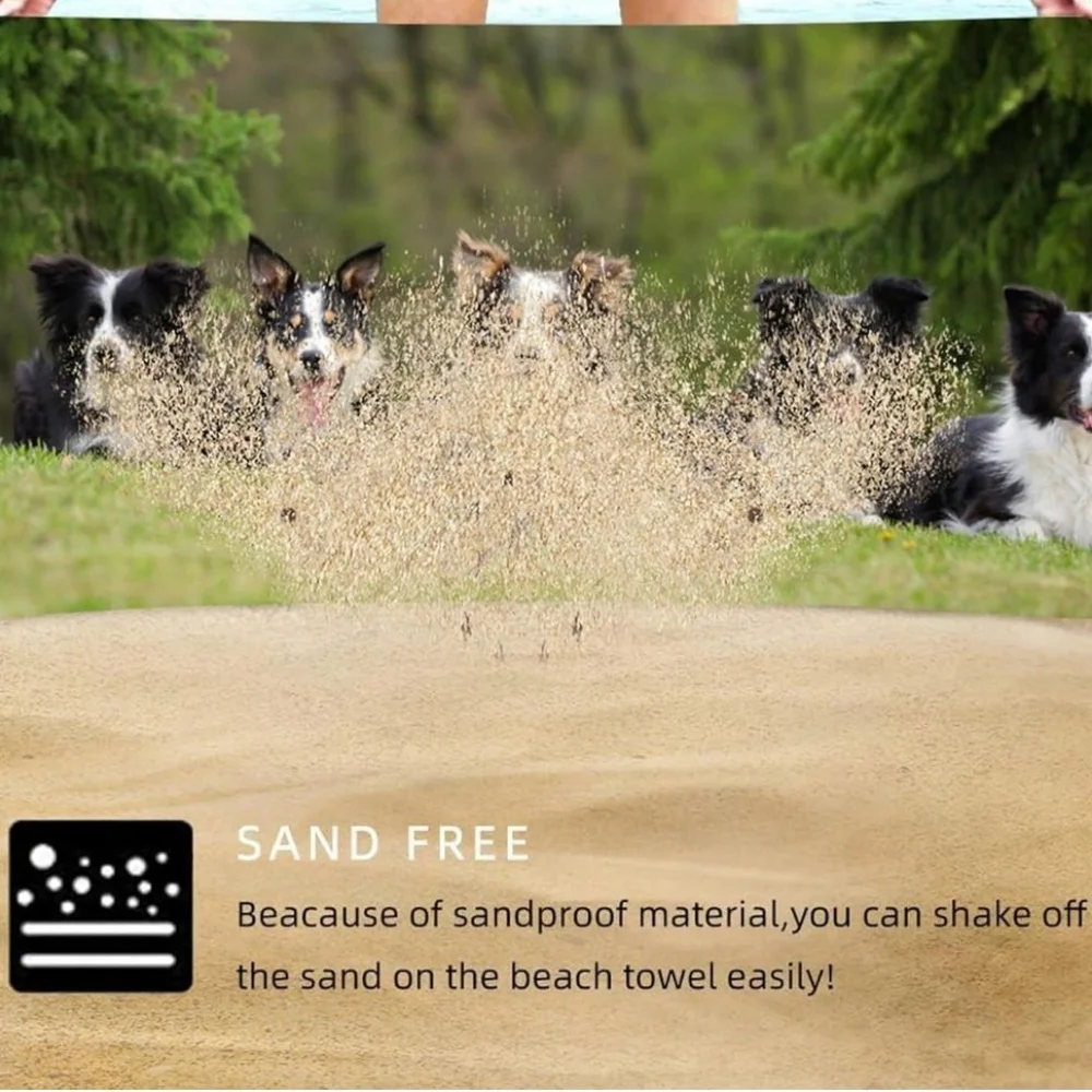 👣4/$20. Border Collie Print Beach Towel Soft, Absorbent, and Lightweigh. NWT